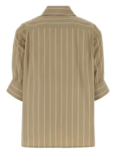 Jil Sander Striped Poplin Shirt In Neutral