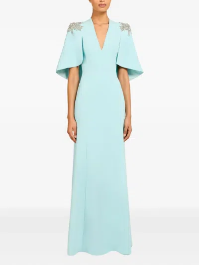 Jenny Packham Star Shower Rhinestone-embellished Maxi Dress In Blue
