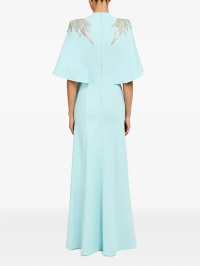 Jenny Packham Star Shower Rhinestone-embellished Maxi Dress In Blue