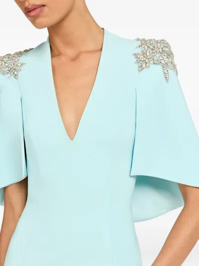Jenny Packham Star Shower Rhinestone-embellished Maxi Dress In Blue