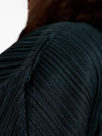 Issey Miyake Pleated Long-sleeve Coat In Green