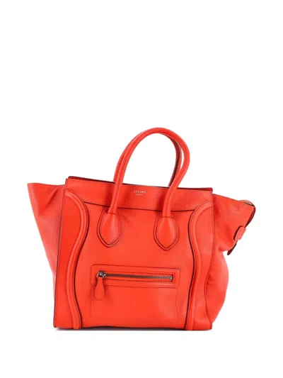 Pre-owned Celine Luggage Bag Grainy Leather Mini Tote Bag In Red