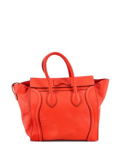 Pre-owned Celine Luggage Bag Grainy Leather Mini Tote Bag In Red