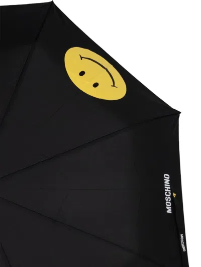 Moschino Smiley Face-print Umbrella In Brown