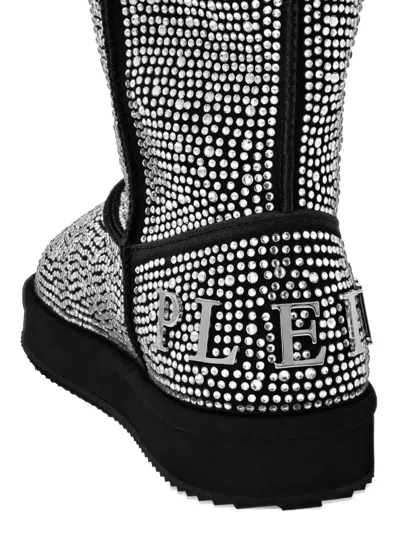 Philipp Plein Embellished Flat Ankle Boots In Black