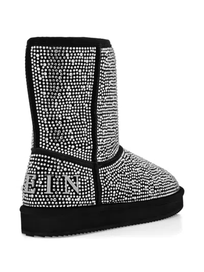 Philipp Plein Embellished Flat Ankle Boots In Black