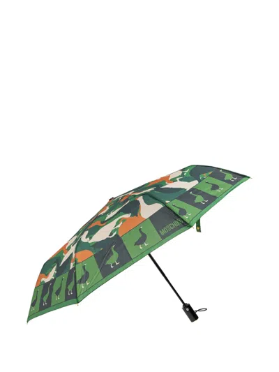 Moschino Duck-print Umbrella In Brown