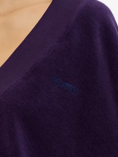 Attico V-neck Logo Sweatshirt In Purple