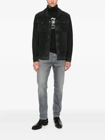 Eleventy Turtleneck Jacquard Sweater In Black