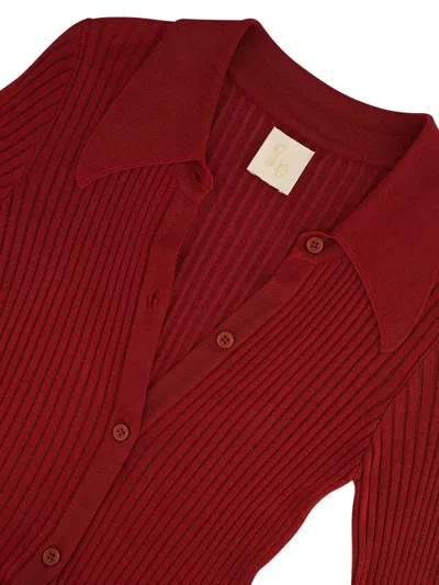 Paula Stripe Knitted Midi Dress In Red