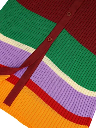 Paula Stripe Knitted Midi Dress In Red