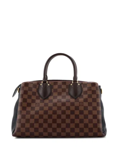 Pre-owned Louis Vuitton Normandy Handbag Damier And Leather Satchel In Black
