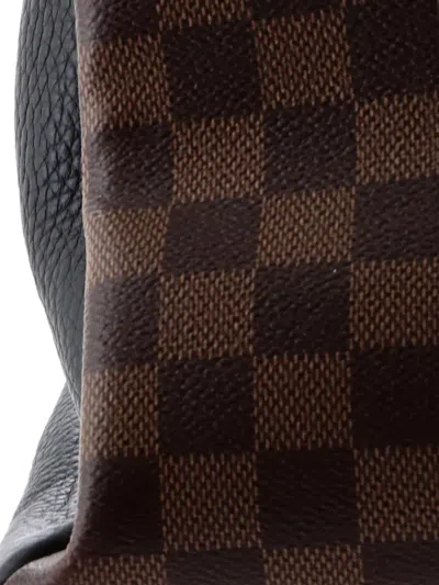 Pre-owned Louis Vuitton Normandy Handbag Damier And Leather Satchel In Black