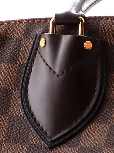 Pre-owned Louis Vuitton Normandy Handbag Damier And Leather Satchel In Black