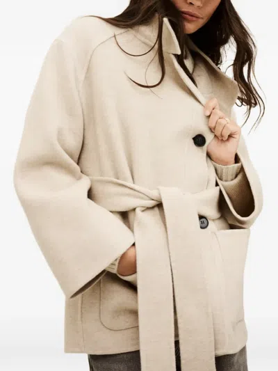 Ba&sh Lourthney Belted-buttoned Coat In Neutral