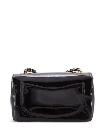 Pre-owned Chanel Camellia Flap Bag Patent Mini Shoulder Bag In Black