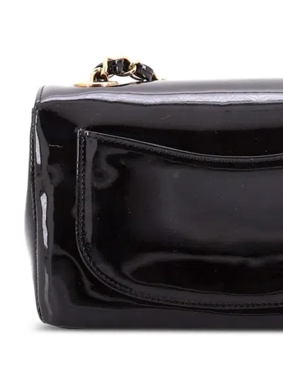 Pre-owned Chanel Camellia Flap Bag Patent Mini Shoulder Bag In Black