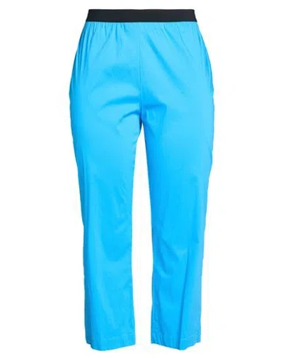 Meimeij Woman Pants Azure Size 10 Cotton, Polyamide, Elastane In Blue