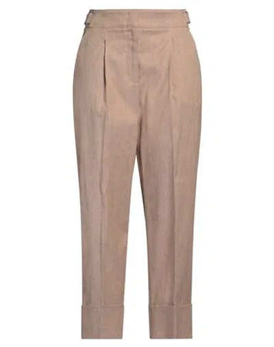 Peserico Woman Pants Beige Size 6 Linen, Cotton, Elastane In Brown