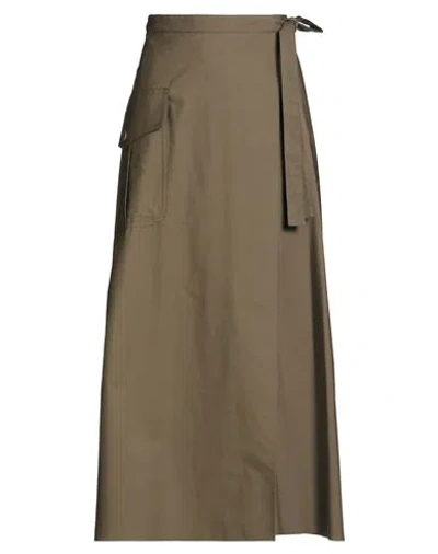 Aspesi Woman Midi Skirt Military Green Size 8 Cotton In Green