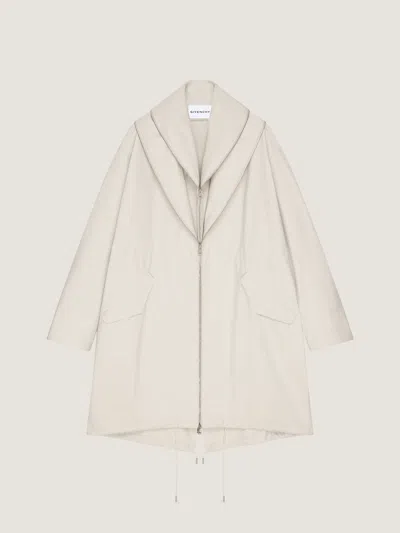 Givenchy Parka À Col Châle Zippé En Coton In Neutral