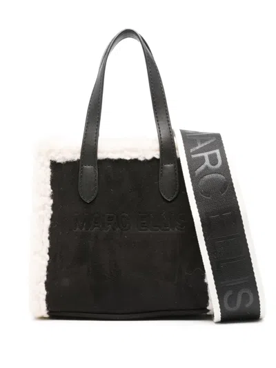 Marc Ellis Shearling-trim Shoulder Bag In Black