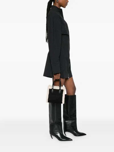 Marc Ellis Shearling-trim Shoulder Bag In Black