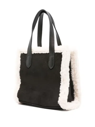 Marc Ellis Shearling-trim Shoulder Bag In Black