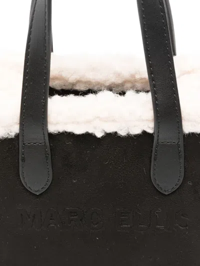 Marc Ellis Shearling-trim Shoulder Bag In Black