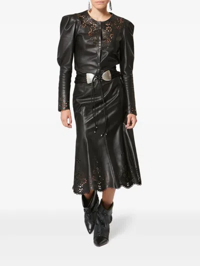 Isabel Marant Nisia Laser-cut Midi Skirt In Black