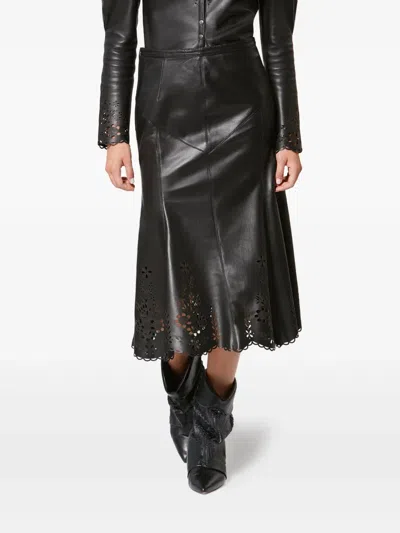 Isabel Marant Nisia Laser-cut Midi Skirt In Black