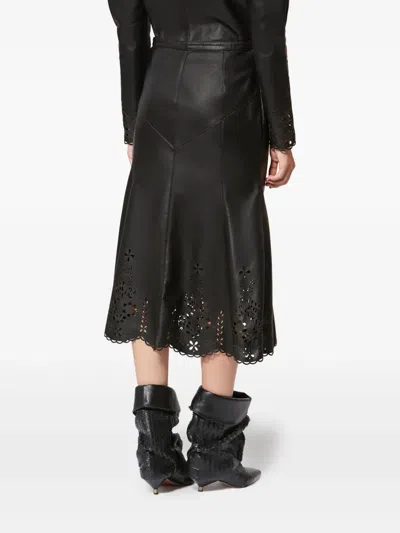 Isabel Marant Nisia Laser-cut Midi Skirt In Black