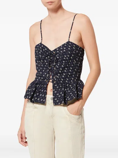 Isabel Marant Étoile Dolma Floral Lace-up Top In Black