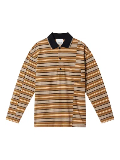Isabel Marant Plastron Striped Polo Shirt In Brown
