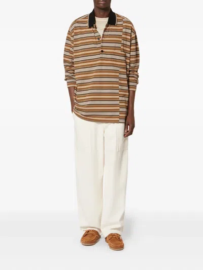 Isabel Marant Plastron Striped Polo Shirt In Brown
