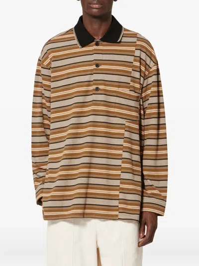 Isabel Marant Plastron Striped Polo Shirt In Brown