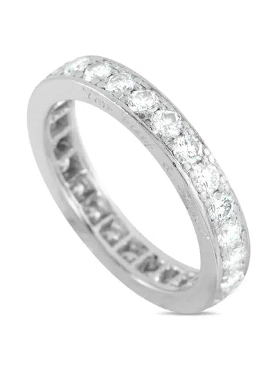 Pre-owned Van Cleef & Arpels Platinum Diamond Eternity Band Ring In Silver