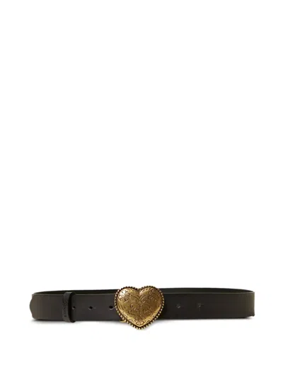 Twinset Heart-buckle Leather Belt In Black