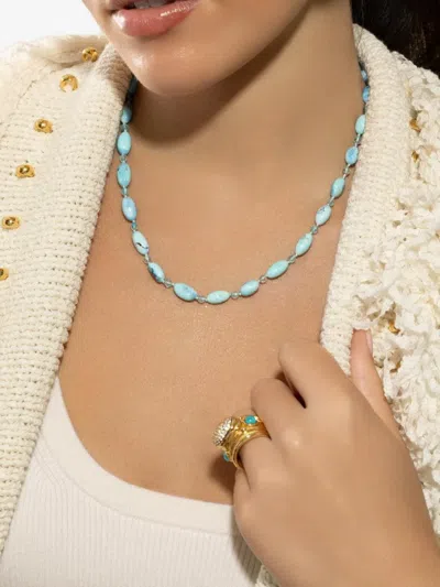 Meredith Young 18k Yellow Gold Beaded Turquoise Necklace In Gold