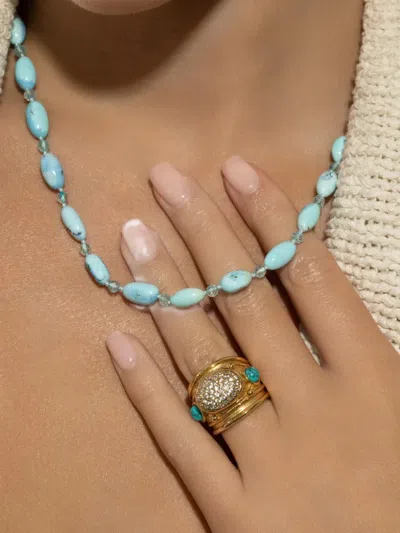 Meredith Young 18k Yellow Gold Beaded Turquoise Necklace In Gold