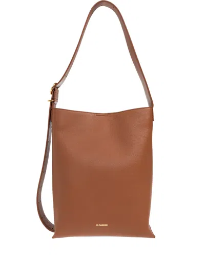 Jil Sander Leather Shoulder Bag In Brown