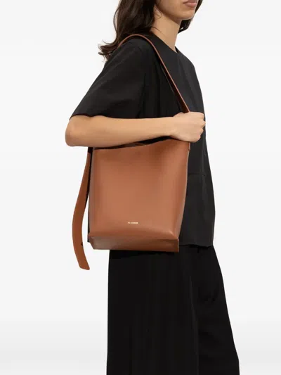 Jil Sander Leather Shoulder Bag In Brown