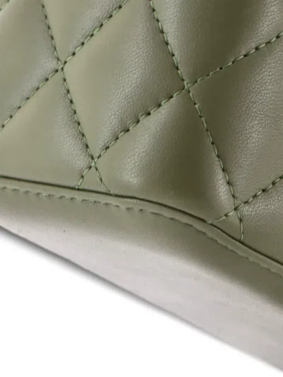 Pre-owned Chanel Pearl Crush Vanity Case With Chain Quilted Lambskin Small Clutch Bag In Green