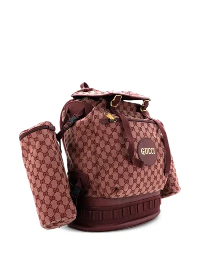 Pre-owned Gucci Alpina Trekking Gg Canvas Large Backpack In Red