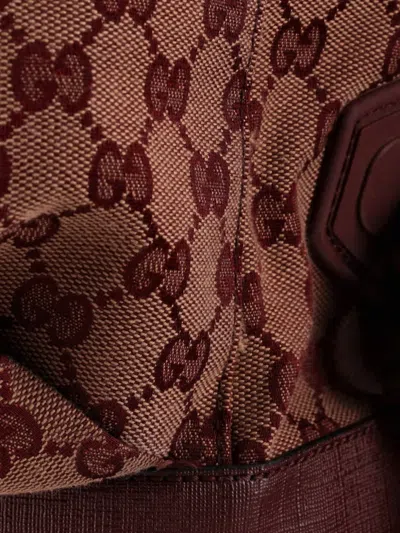 Pre-owned Gucci Alpina Trekking Gg Canvas Large Backpack In Red