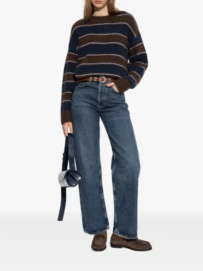 Samsoe & Samsoe Striped Sweater In Blue