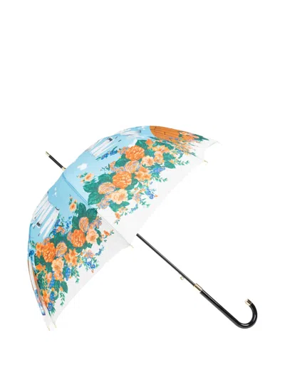 Moschino Floral-print Umbrella In Blue