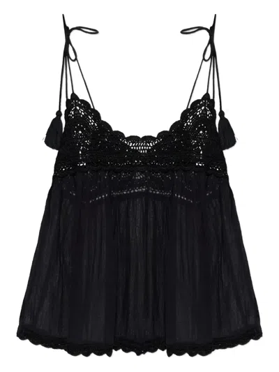 Ulla Johnson Crochet Tassel Top In Black