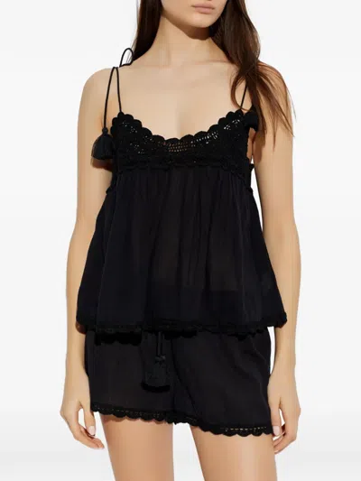 Ulla Johnson Crochet Tassel Top In Black