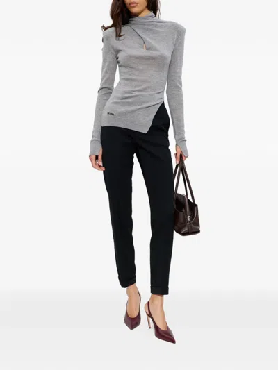 Attico Turn-up Hem Trousers In Black